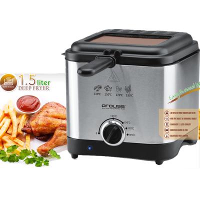 China Heat protection PROLISS function in household 1.5L kitchen stainless steel stock electric chicken chip single deep fryer machine for sale