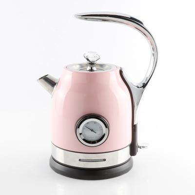 China 360 Degree Rose Design Retro Design Fashion Stainless Steel Electric Portable Kettle Wholesale Custom Logo 1.8L Rotate Bottom for sale