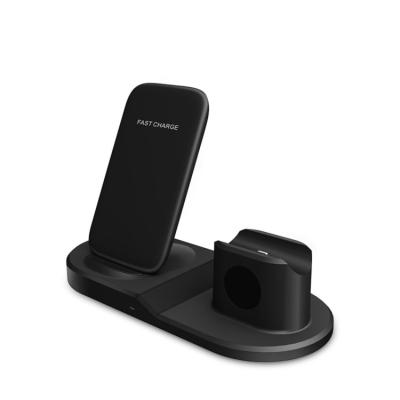 China New Product Mobile Phone 3 in 1 Wireless Charger Dock Stand Fast Charging Station 15W Pad for sale