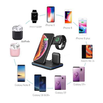 China 2021 Lastest Product 15W Smart Phone Fast Wireless Charger USB-C Qi Certified 3 in 1 Pad Dock Charging Station for Smart Watch Earphone for sale