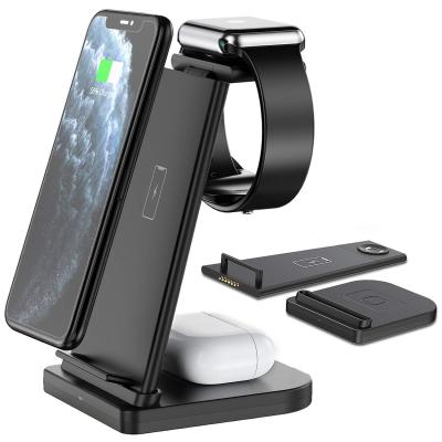 China Wireless Charger For Phone iwatch airpod 3 in 1 15W Qi Wireless Charger Fast Wireless Dock Stand Charging Station For Iwatch Airpod Mobile Phone for sale