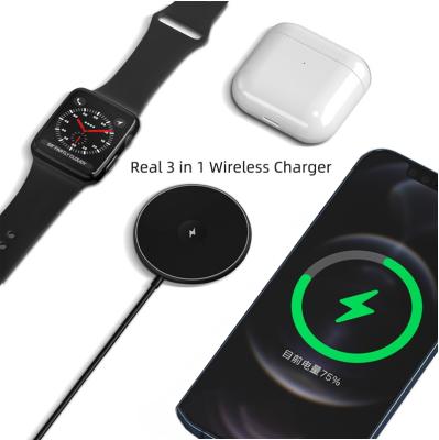 China Multifunctional Magnetic Qi-enabled Devices 3 in 1 Wireless Charger for Smart Phone Watch Earphone for sale