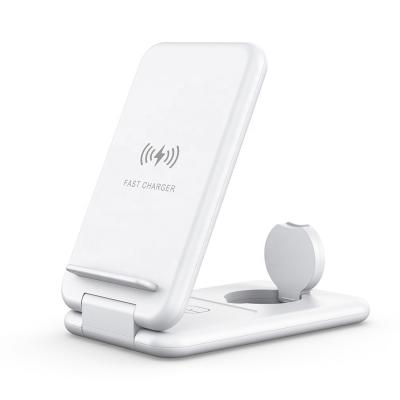 China Qi Smart Mobile Phone 15W Fast Foldable 3 in 1 Wireless Charger Stand for iPhone 3 in 1 Wireless Charging Dock Dock for Apple Watch for AirPods for sale