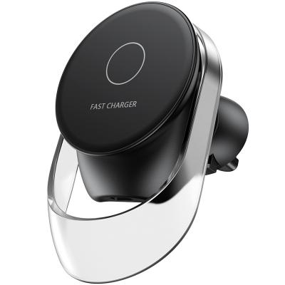 China 2021 New Arrival Clear Transparent Fast Wireless Car Charger Magnetic Devices Qi-enabled 15W Qi Wireless Charger For Mobile Phone for sale