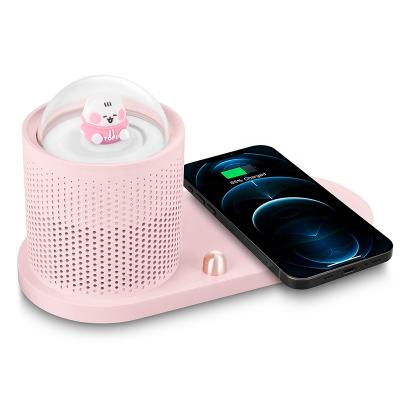 China 2021 New Arrival Qi-enabled 10W Qi Wireles Caregiver Family Charging Devices Cute Station LED Lamp Fast Wireless Charger With Night Light For Phone for sale