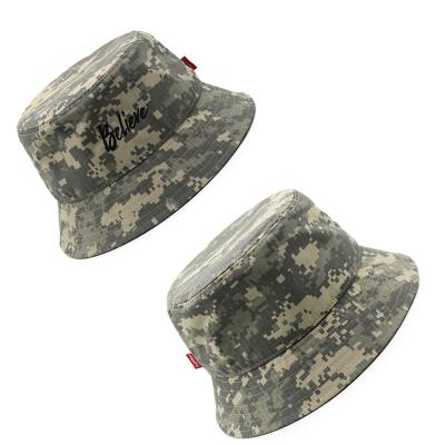 China OEM JOINT Summer Fashion Embroidered 100% Cotton Camouflage Bucket Army Bucket Hat for sale