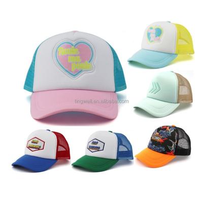 China 2022 Wholesale Patch Woven Patch Logo Kids Foam Pink Trucker Hat Custom for sale