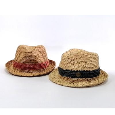 China Cheap Eco-friendly Raw Material TWS-200158 Raffia Panama Crochet Straw Hat Women Handmade Straw Hat Straw Fedora Hat for sale