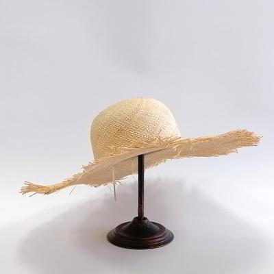 China Image TWS 200147 Ladies Customized Material Fringed Brim Straw Hat Brim Straw Hat Soft Sisal Straw Hat for sale