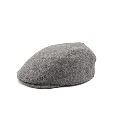 China Image Tingwell Customized Warm Gray Wool Felt Kids Ivy Winter Fashion Hat, Hat With Check Plaid Lining for sale