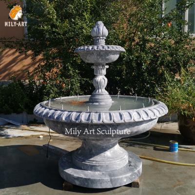 China Garden Decoration Classic Hand Carved Self-Circulating Simple Gray Marble Water Fountain for sale