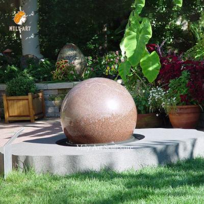 China Classic Outdoor Garden Hand Carved Natural Sphere Waterfall Marble Ball Fountain for sale