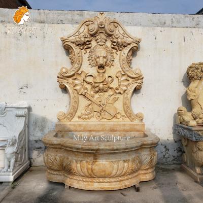 China Classic Hand Carved Sculpture Lion Head Wall Fountain For Outdoor Scenic Area Custom Antique Marble Garden for sale