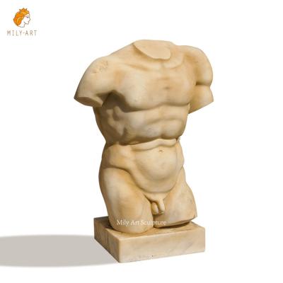 China EUROPEAN Custom Life Size Marble Stone Male Bust Beige Torso Classic Statue Sculpture For Home Decor Collection for sale