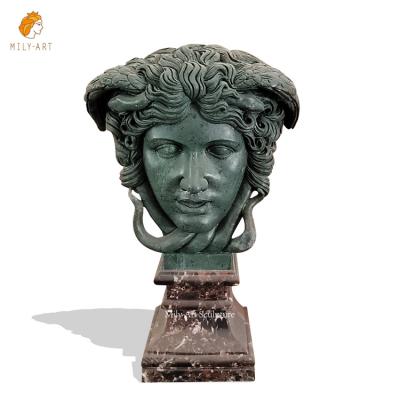 China Art Decoration Green Medusa Statue Bust Marble Head Sculpture EUROPEAN Custom Stone For Hotel for sale