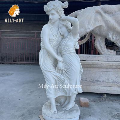 China Beautiful EUROPEAN Custom Life Size Children Sculpt White Marble Children Statues For Park for sale