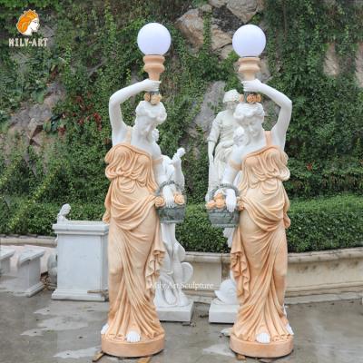 China Red Marble Light Lady Lady Sculpture Statues Garden Life Size Sunset Lamp EUROPEAN for sale