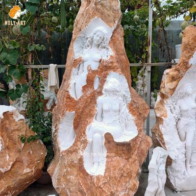 China EUROPEAN Limited Rare Raw Gemstone Natural Stone Carving Rough Nude Female Sculpture Lady Relief Statue Marble for sale