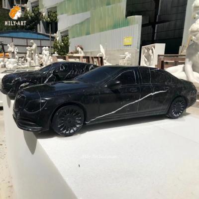 China Art Deco Hand Carved Natural EUROPEAN Custom Stone Carving Car Sculpture Black Marble Statue for sale