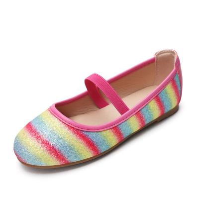 China Zhongda New Fashion Rainbow Stripe Children's Flat 2022 Soft Sole Children's Casual Shoes With Custom Logo for sale