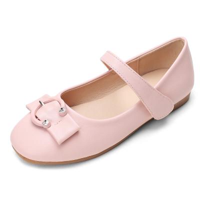 China New Flat Bow Girl's Single Shoes Fashion Solid Color Children's Princess Shoes Half Round Buckle Children's Shoes for sale