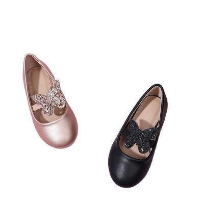 China New arrival flat fashion kids princess shoes sequin soft-soled bowknot decorate party girl non-slip flat shoes for sale