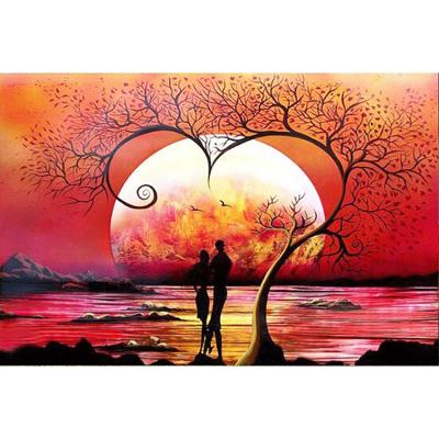 China Modern Lovers Under Tree Sea Moon Diamond Embroidery Kits Round Or Square Diamond Drill Home Decoration DIY Gift Full Diamond Painting for sale