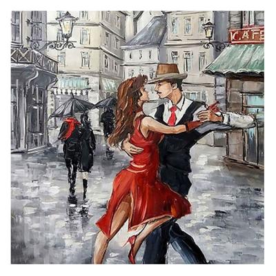 China Modern Dancing Lovers in the Street Round or Square Embroidery Kits Diamond Drill Decoration DIY Gift Full Diamond Painting for sale