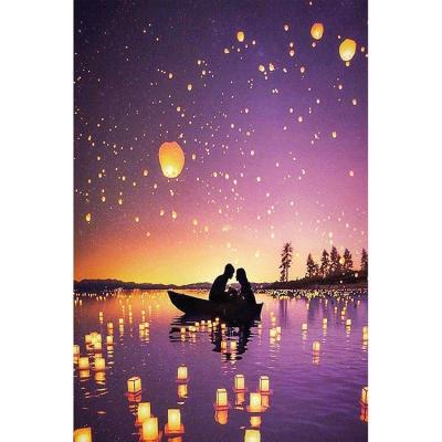 China Modern Lovers on Lake Boat Round or Square Kits Diamond Embroidery Full Drill Decoration DIY Gift Home Diamond Painting for sale