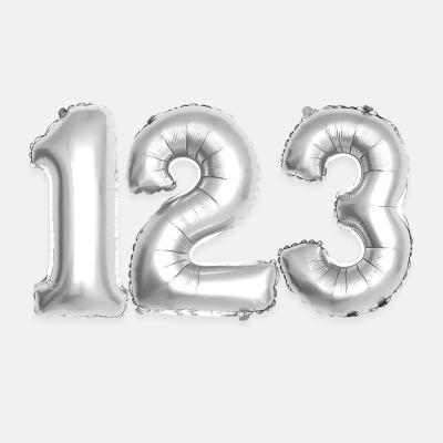 China 625173 16inch Numbers 0-9 Font Plastic Silver Foil Balloons Party Birthday Helium Wedding Anniversary Decorations Balloons Supplies for sale