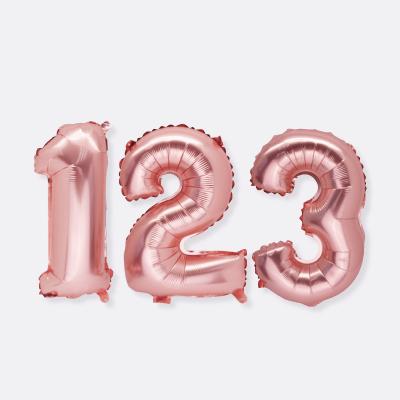 China 625037 32inch 0-9 Number Font Pink Plastic Gold Foil Balloons Party Birthday Helium Wedding Decorations Balloons Supplies for sale