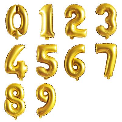 China 625164 16inch 0-9 Number Font Plastic Gold Foil Balloons Party Birthday Helium Wedding Anniversary Decorations Balloons Supplies for sale