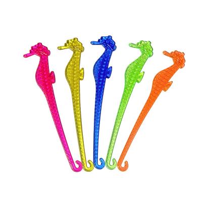 China 903012 12ct Seahorse Cocktail Sticks Disposable Wine Drink Stirrers Party Decor Cocktail Bar Accessories Tableware Plastic Coffee for sale