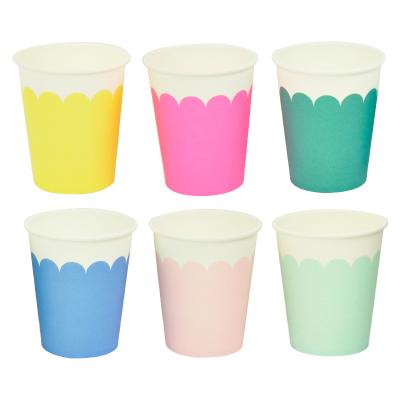 China 6 Color Solid Color Floral Party Paper Cups Wall 8pcs/bag Disposable Drinking Birthday Decoration Wedding Suppliers for sale