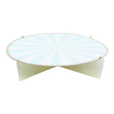 China Disposable Biodegradable Green Paperboard Cake Stand Gold Rim Band Party Dessert For Wedding Birthday Event Table Decor for sale