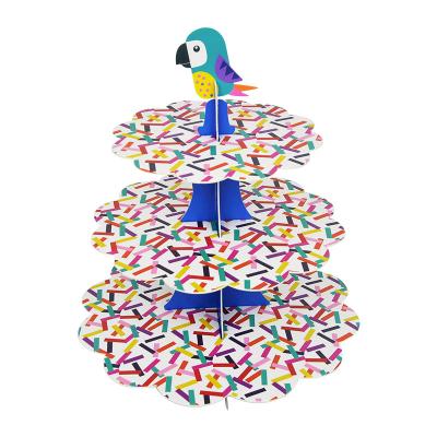 China Disposable Parrot 607003 1PCS Bird Shape Paper Cake Stand Cardboard Disposable Party Dessert For Birthday Party Event Table Decoration for sale