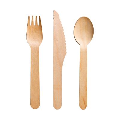 China 620023 18pcs (6 knives+6spoons+6 forks)/bag 6.7inch Wooden Disposable Wooden Dinnerware Sets Party Cutlery Utensil Kit Flatware for sale