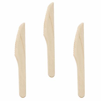 China 620040 100pcs/bag Birch Wood Disposable Natural Wood Dinner Knives Party Natural Cheap Wooden Cutlery Flatware for sale