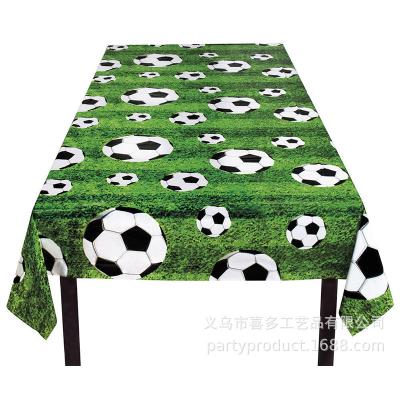 China PE 621018 Tablecloths 120*180cm Disposable Party Tableware Table Cover Soccer Thame Greenland PE Plastic Boys Birthday for sale