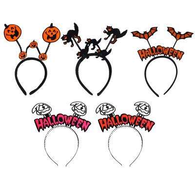 China 1PC Halloween Headband Pumpkin Plastic Black Cat Bat Latter Hair Band Decor Props Clasp Circle Party Presents Headband Gift Girls Hats for sale