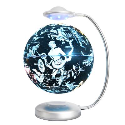 China 8 Inch Traditional Starry Sky Printed Twelve Constellations C Shape Magic World Floating Magnetic Levitation Rotating Globe for sale