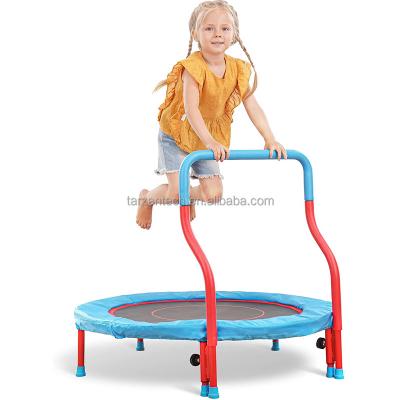 China Eco-Friendly Mini Safe Exercise Toddler Indoor Trampoline For Kids Age 2-5 Trampoline With Silent Resistance Band for sale