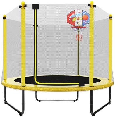 China 60inch Safe Trampoline for Kids - 5ft Outdoor and Indoor Mini Toddler Trampoline with Enclosure Basketball Hoop Baby Toddler Trampoline for sale