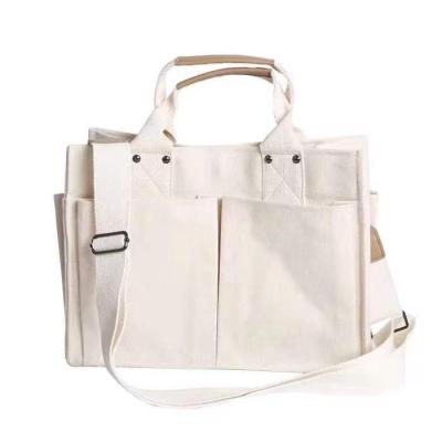 China Soft ; Light ; Wholesale Reusable/Recyleable Shopping Bag Natural Canvas Fashion Cotton Canvas Tote Pouch Shoulder Cross Body Travel Bag for sale