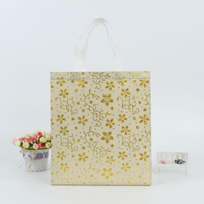 China Eco-friendly Laminated Shopping Bag Grocery Nonwoven Glitter Film Packaging Bags Reusable Handbag PP Nonwoven for sale