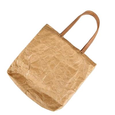 China Recyclable recycled custom logo printed kraft paper tyvek travel bags dupont paper shopping bag for sale