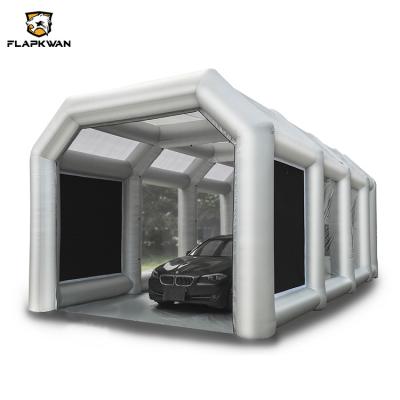 China 210D Oxford Cloth With PU Coating +0.4mm PVC FLAPKWAN Wholesale Customized Portable Spray Booth With Oversized Filter Inflatable Paint Booth Car Paint for sale