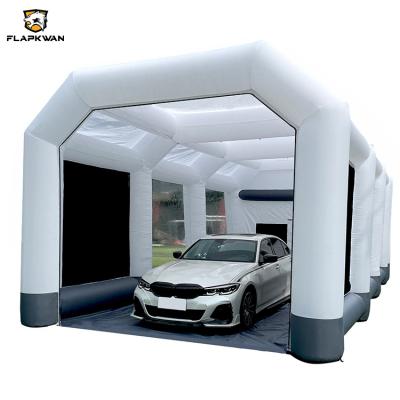 China 210D Oxford fabric+0.4mm PVC FLAPKWAN inflatable paint booth 33x16.5x13FT with air filter system professional portable spray booth car paint for sale