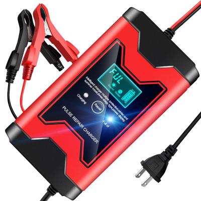 China Electric vehicle pulse repair lifepo4 lead acid battery charger 12V 6A motorcycle car battery charger LCD display for sale