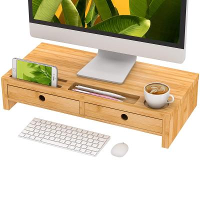 China Other 2 Tier Bamboo Computer Monitor Riser Stand with Storage Desktop Stand Organizer for Laptop for sale